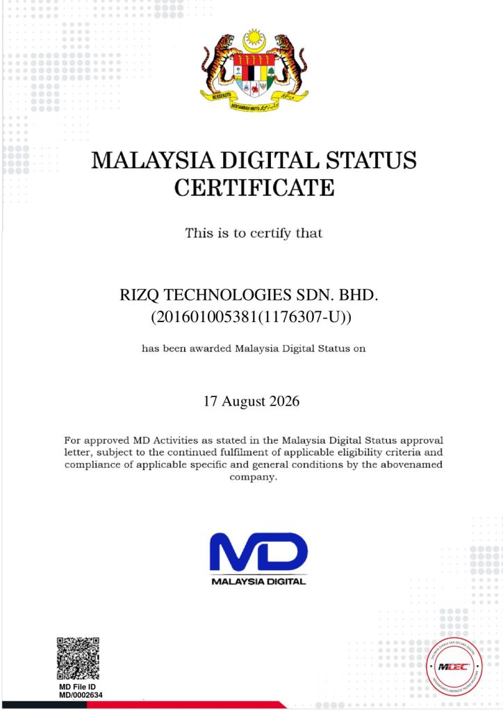 RIZQ Technologies Sdn. Bhd. Malaysia Digital Status Certificate